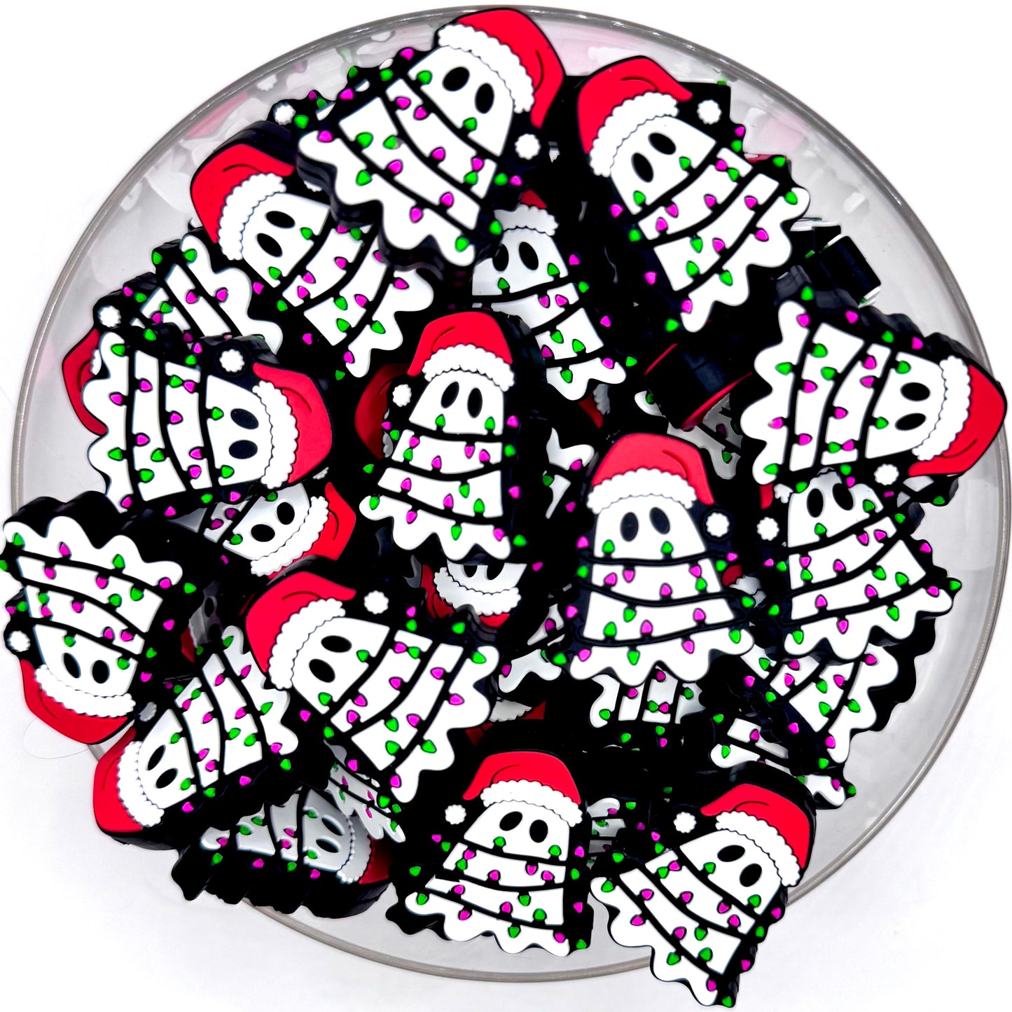 Christmas ghostie silicone focal bead