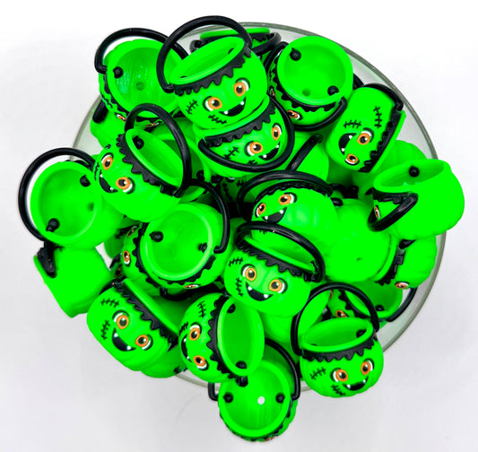 3D green Frankenstein halloween basket (HBK exclusive & collab) silicone focal bead