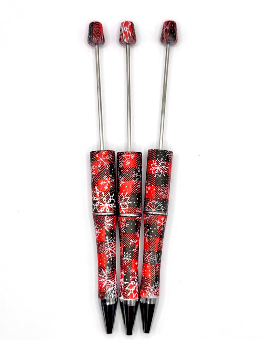 Christmas buffalo plaid beadable pen