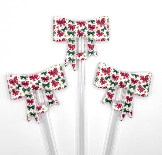 Christmas bows big bow silicone straw topper