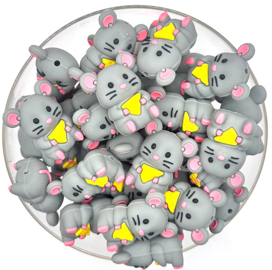 3D mouse & cheese silicone focal bead