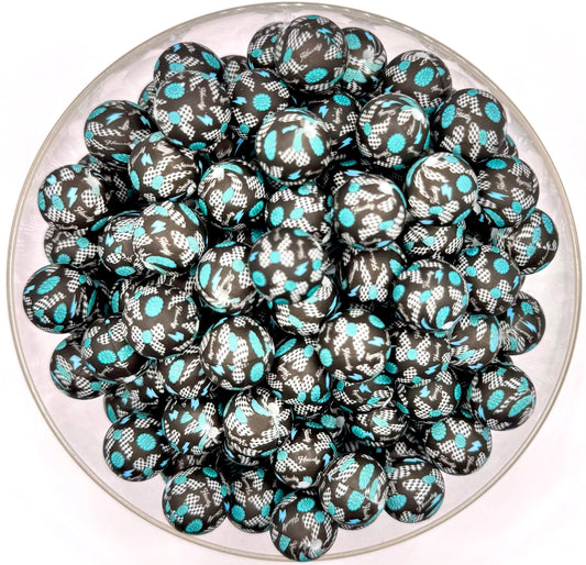 15mm howdy checkered bow silicone bead