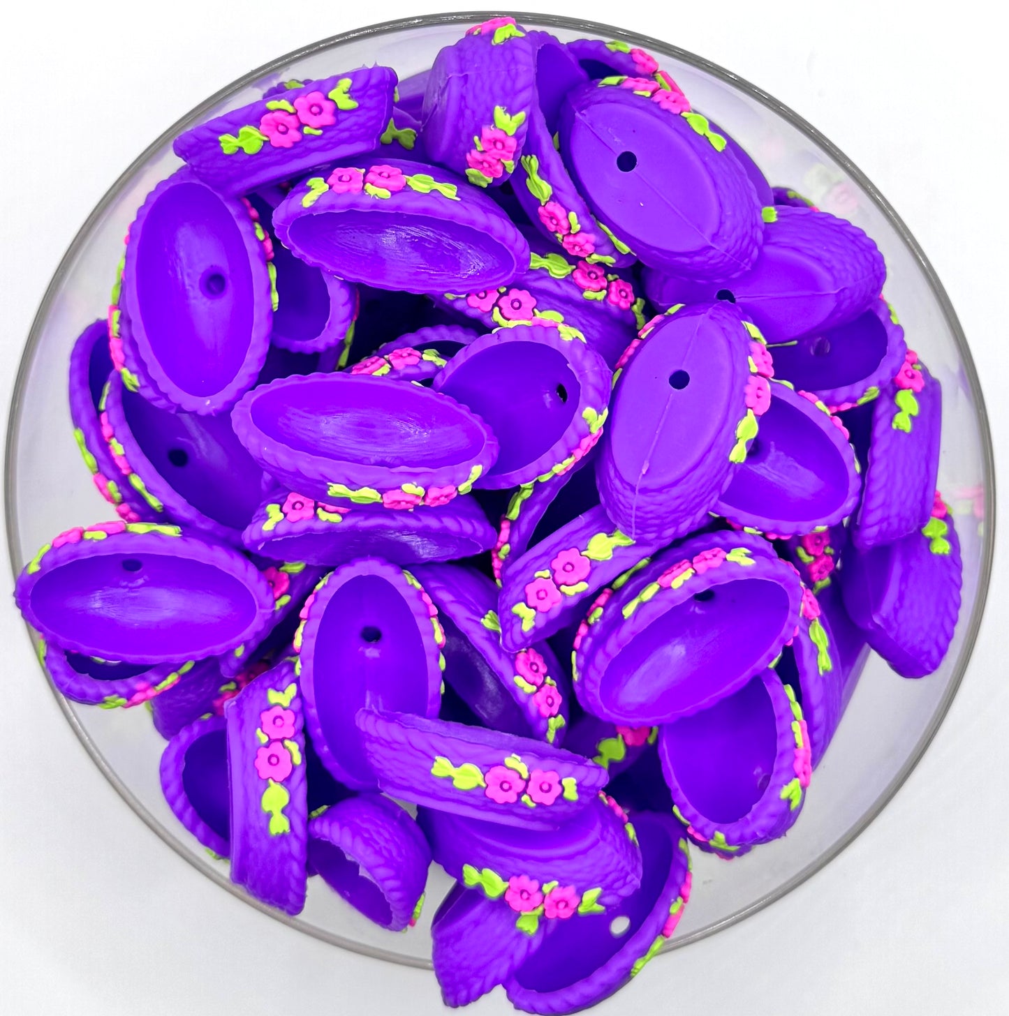 3D purple basket made for the hen (HBK exclusive) silicone focal bead