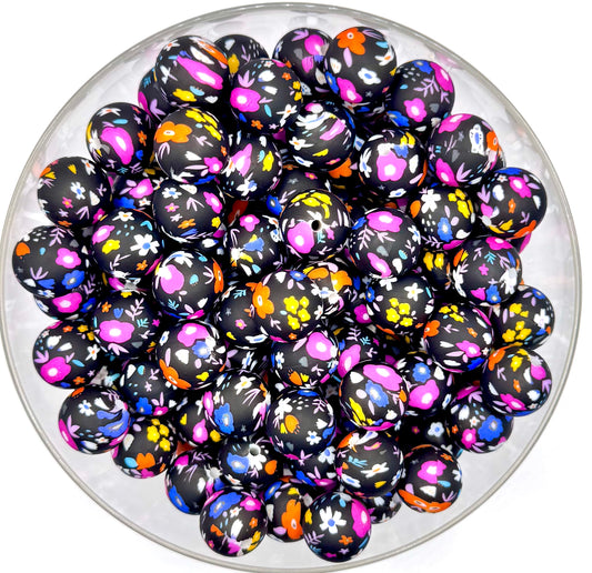 15mm midnight daisys (HBK exclusive & collab) silicone focal bead