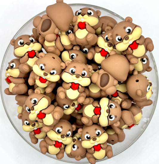 3D chippy the chipmunk Silicone focal bead
