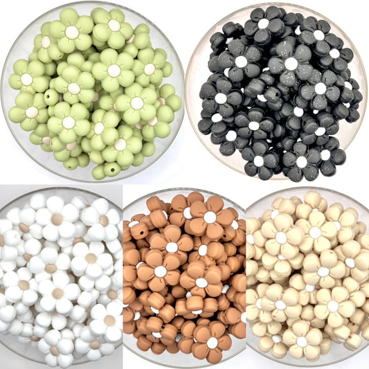 3D daisy silicone focal bead