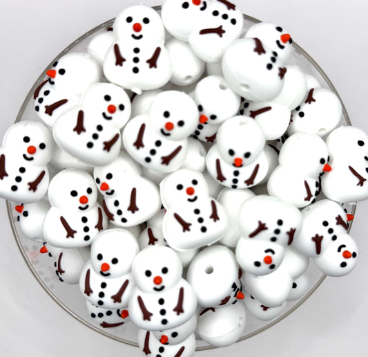 3D frosty the snowman silicone focal bead