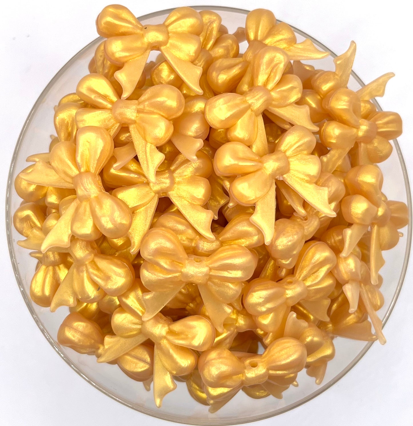 3D gold ribbon bow long tail (HBK exclusive & collab) silicone focal bead