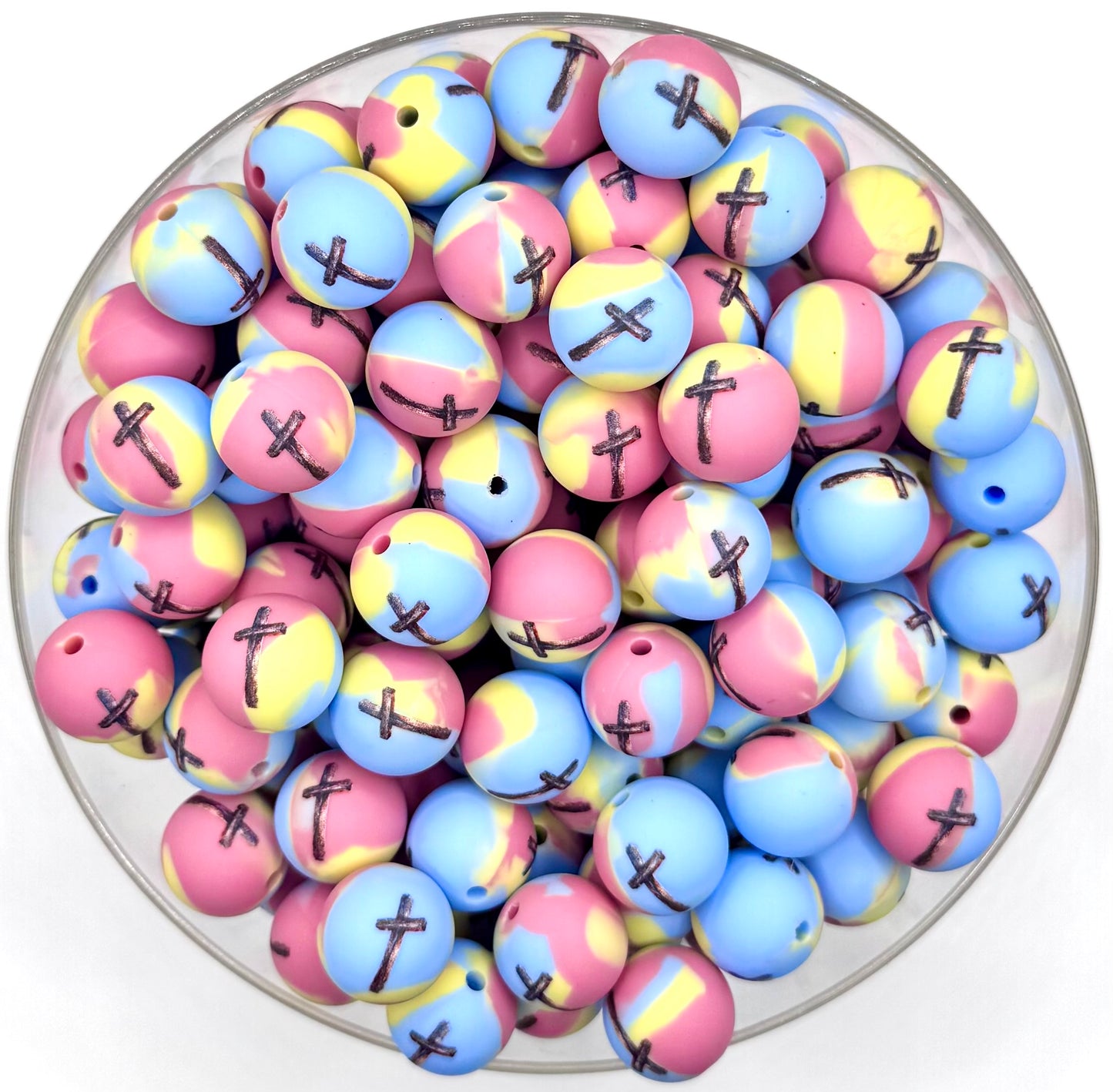 15mm colorful cross (HBK exclusive) silicone bead