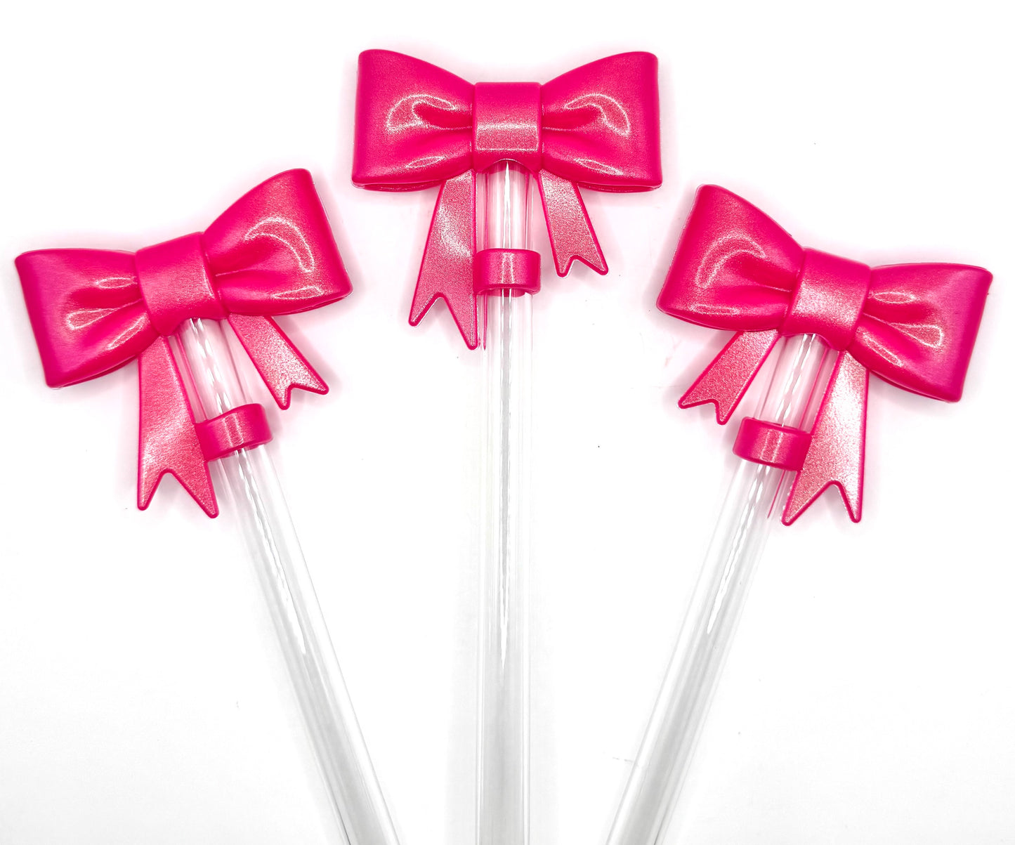 Opal bow silicone straw toppers