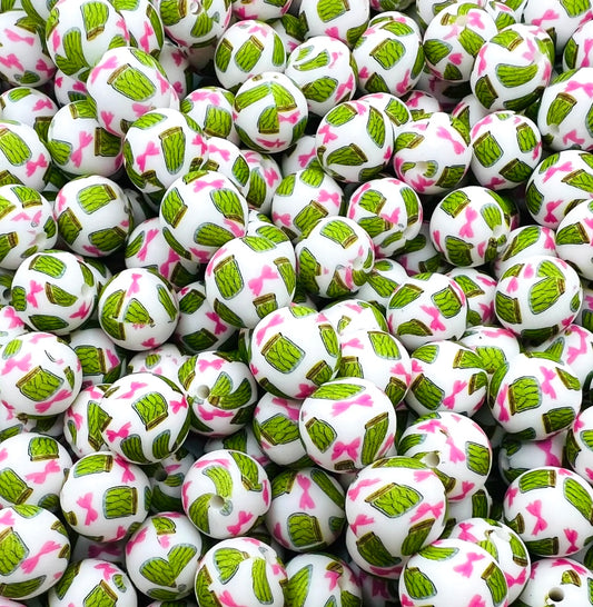 15mm pickle bow print (exclusive) silicone bead