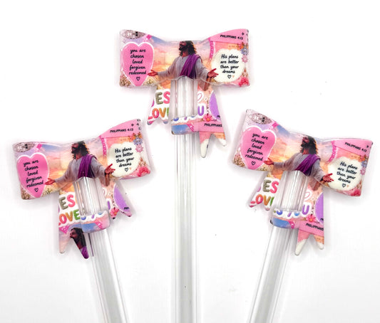 Jesus loves you (HBK exclusive) silicone straw topper