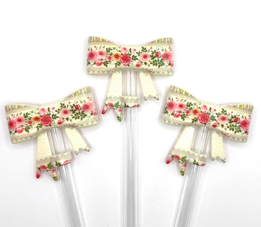 Vintage floral wallpaper silicone straw topper (HBK exclusive)