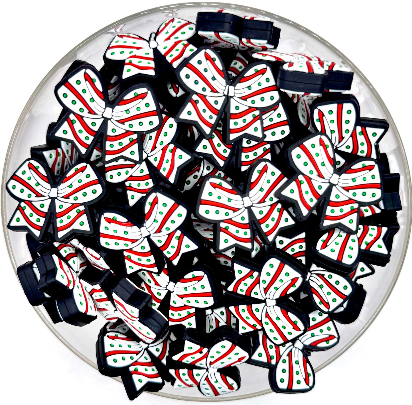 Christmas tree cake bow silicone bead