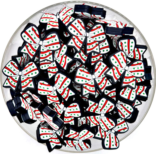 Christmas tree cake bow silicone bead
