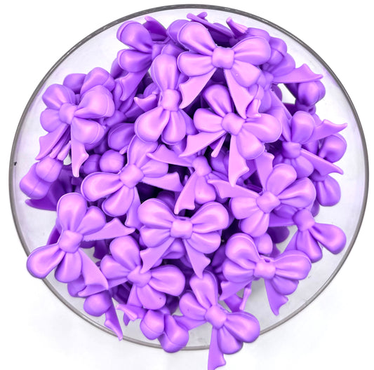 3D ribbon lavender bow long tail (HBK exclusive & collab) silicone focal bead