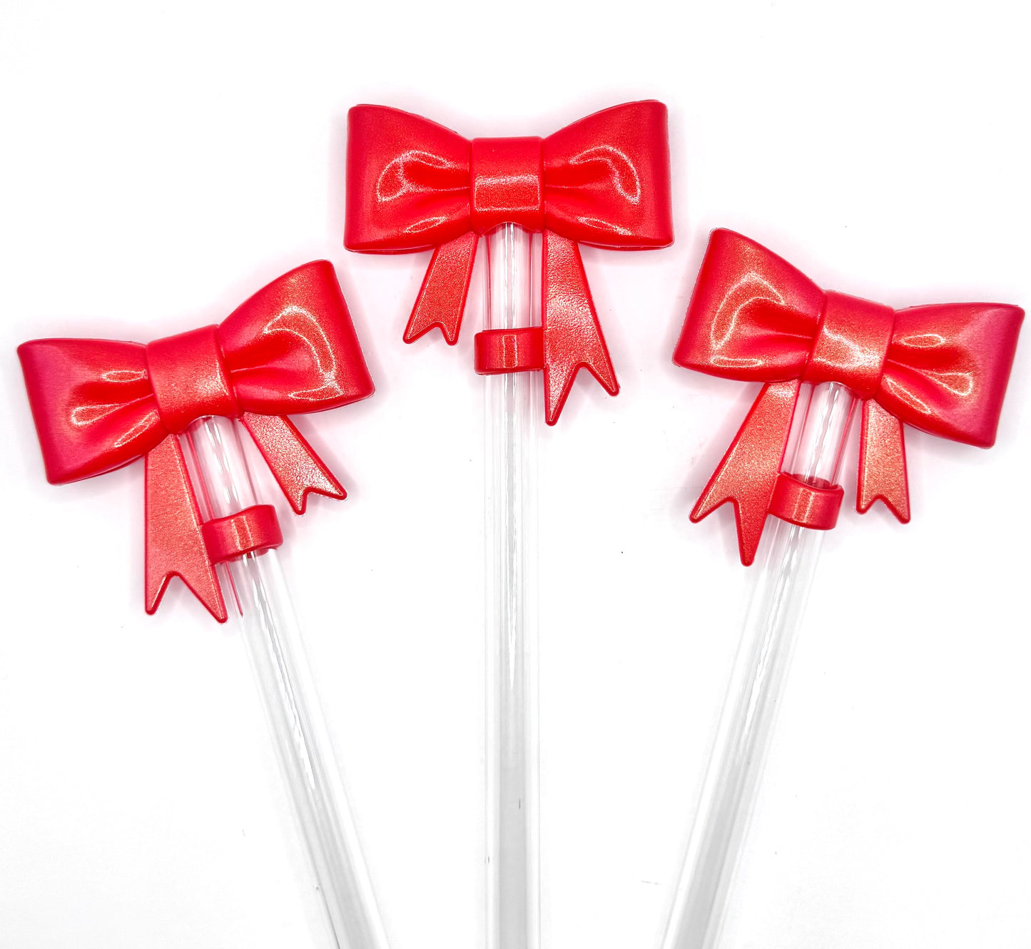Opal bow silicone straw toppers