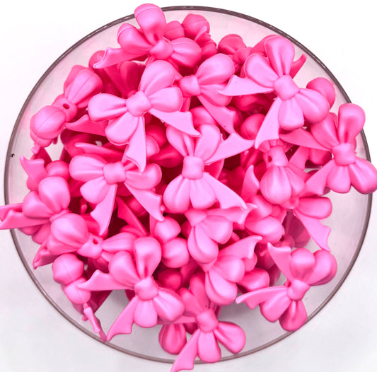3D ribbon light pink bow long tail (HBK exclusive & collab) silicone focal bead