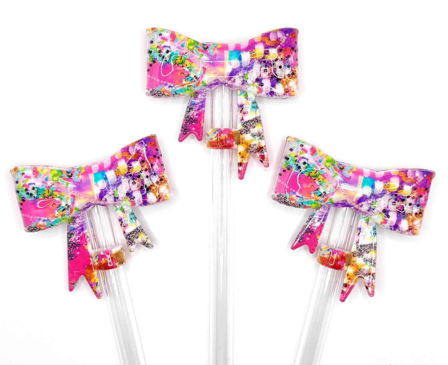 Opal Paint party (HBK exclusive) big bow silicone straw topper