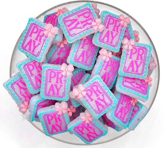 PRAY clear/white silicone focal bead