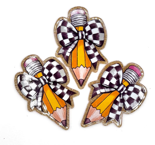 Checkered pencil acrylic flat back