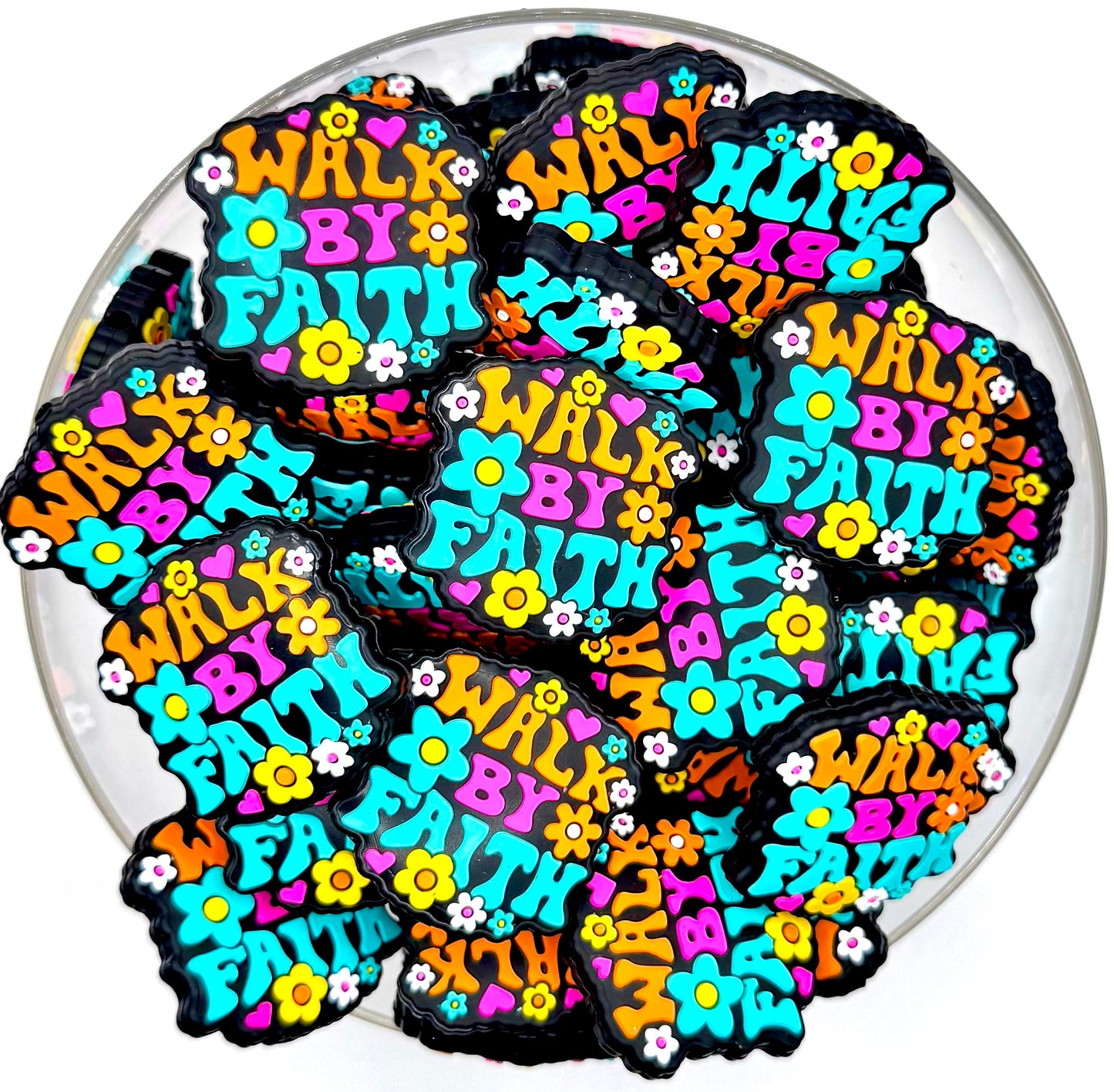 Walk by faith silicone focal bead