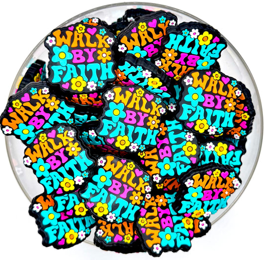 Walk by faith silicone focal bead
