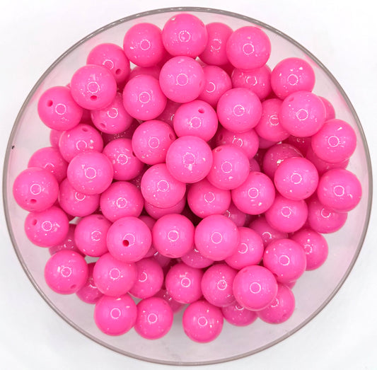 15mm liquid pink glitter silicone bead