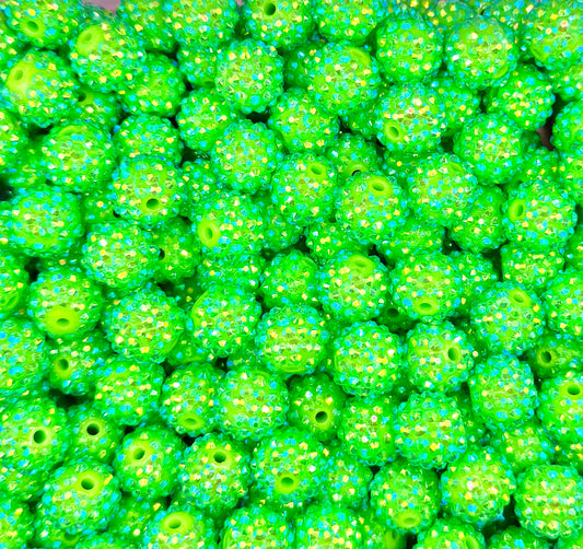 16mm green rhinestone acrylic bead