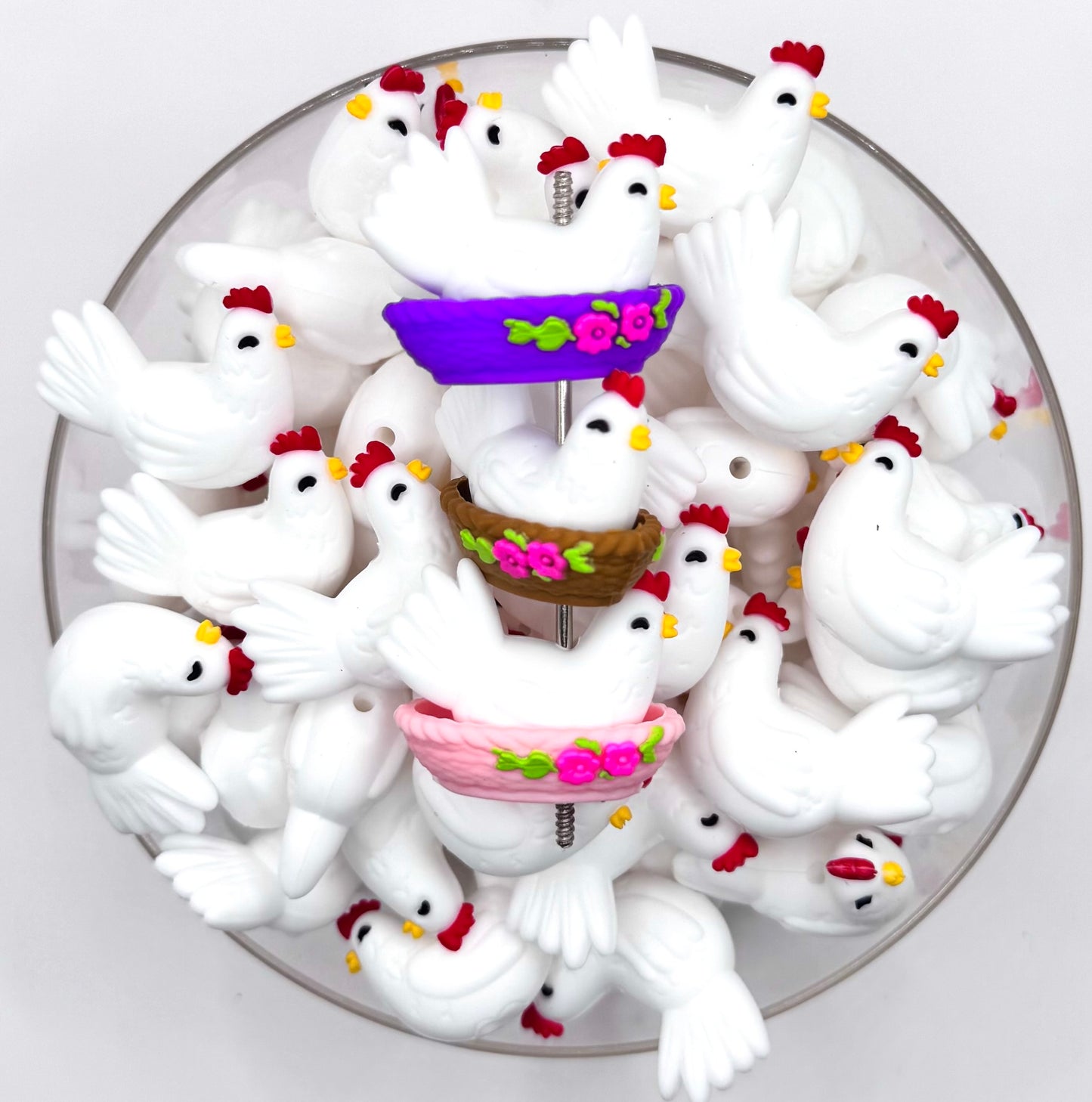 3D hen made for the basket (BASKET SOLD SEPARATELY) HBK exclusive silicone focal bead