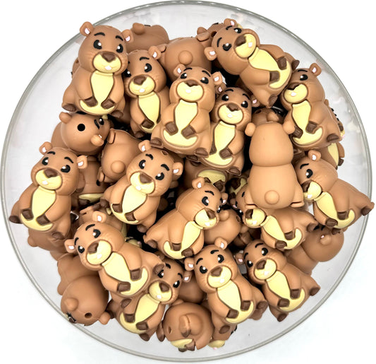 3D Ted the beaver silicone focal bead