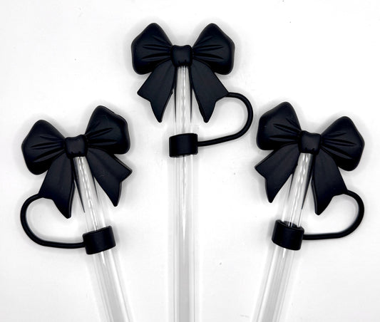 Black big bow silicone straw topper (exclusive)