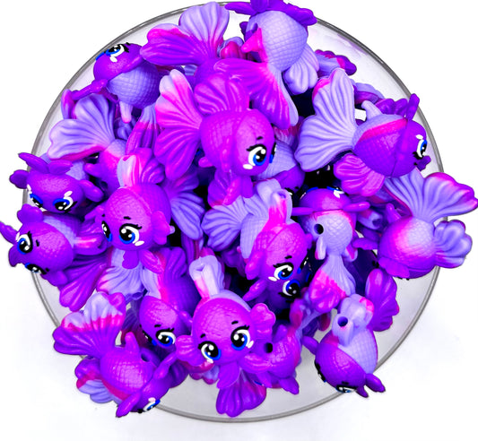 3D purple betta fish silicone focal bead ￼