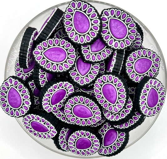 Purple rhinestone silicone focal bead