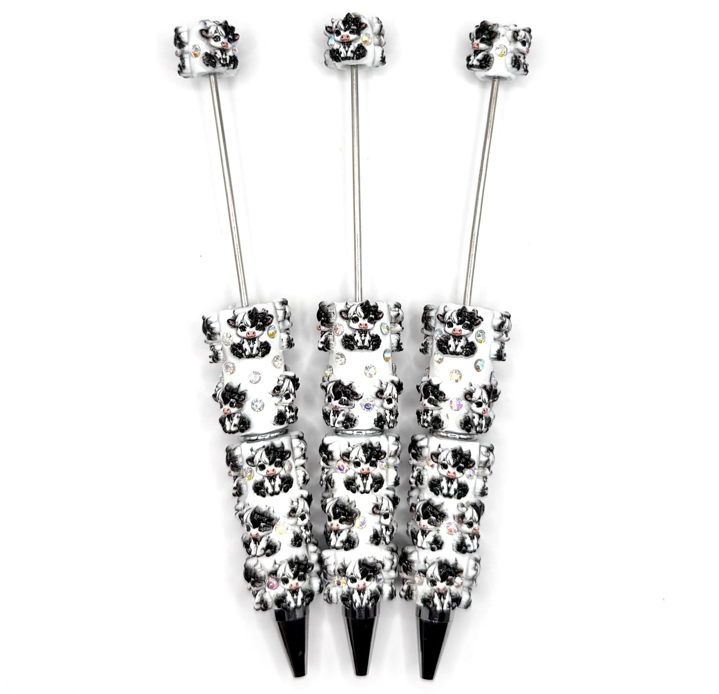 Girly cow bling beadable pen