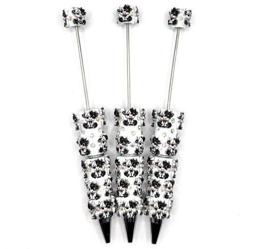 Girly cow bling beadable pen