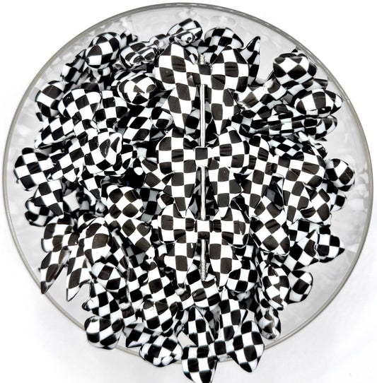 Black checkered bow (exclusive) silicone focal bead