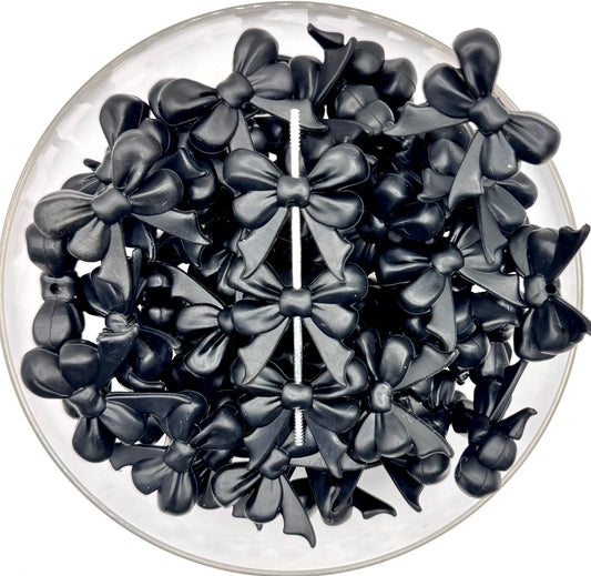 3D black ribbon bow long tail (HBK exclusive & collab) silicone focal bead