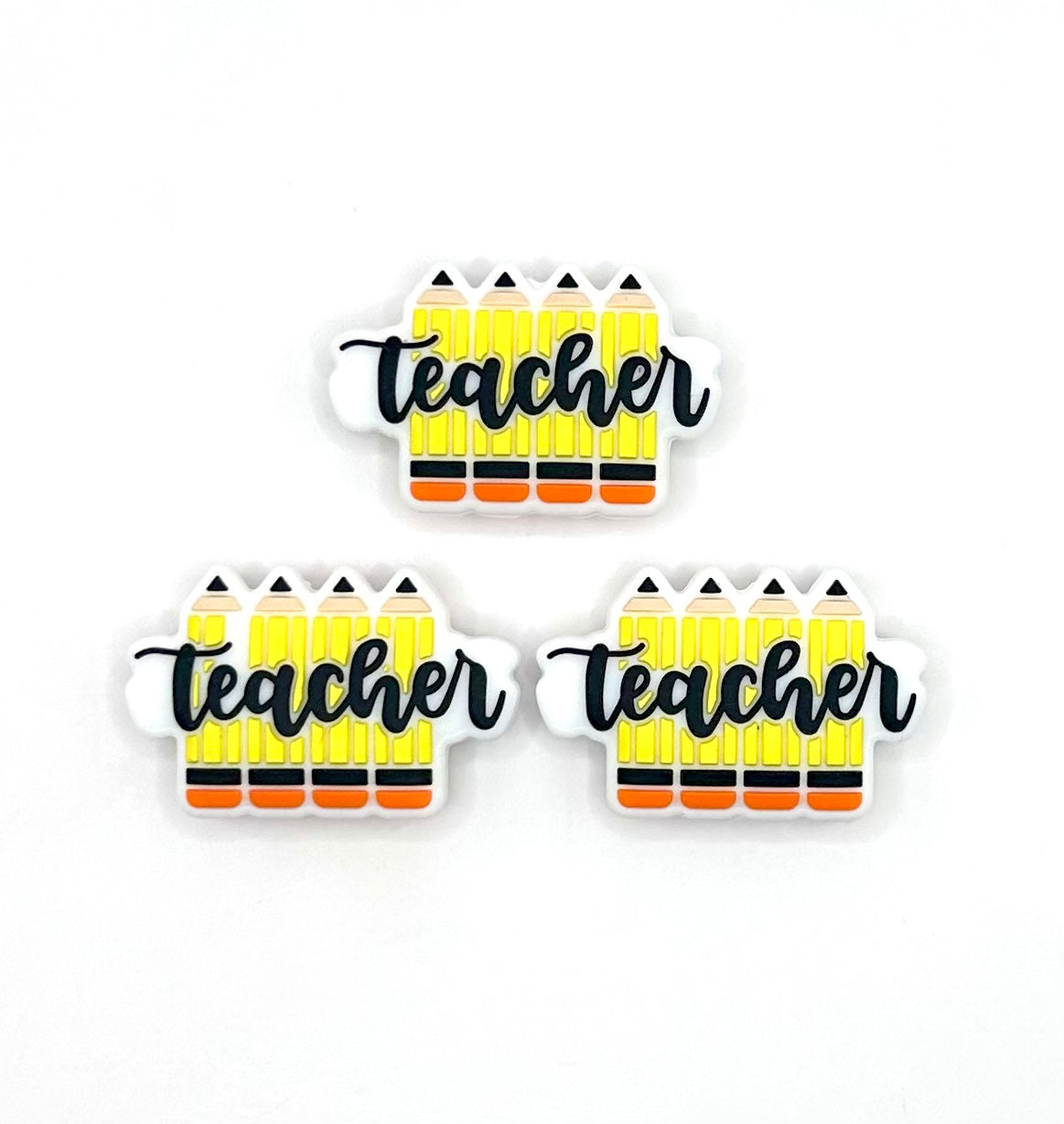 Teacher pencils silicone focal bead