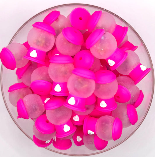 3D hot pink gumball machine (HBK exclusive) silicone focal bead