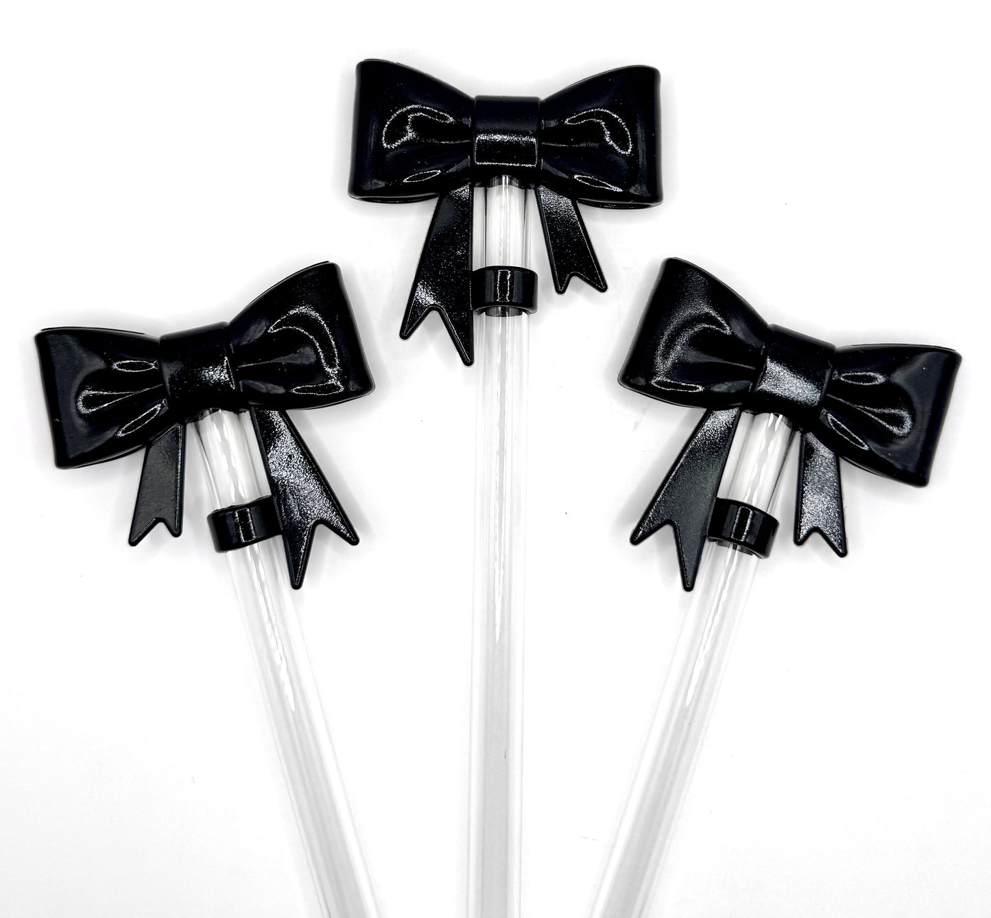 Opal bow silicone straw toppers