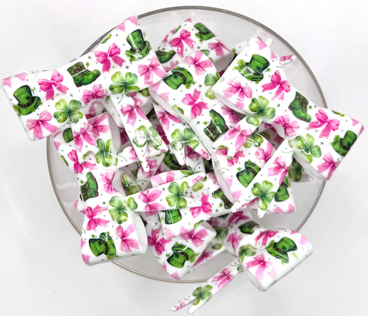 Saint patty & bows big bow silicone focal bead