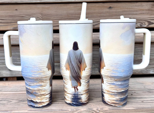 40oz stainless steel Jesus walking on water tumblr (HBK exclusive)