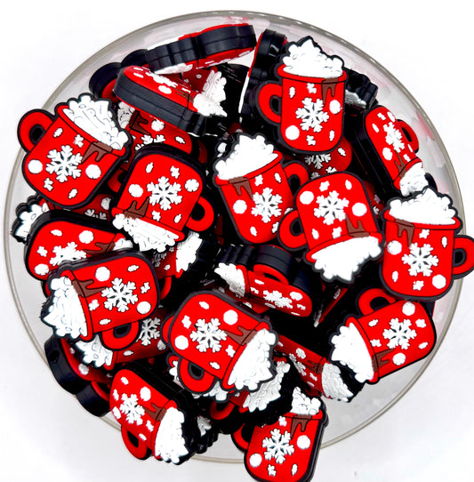 Christmas hot coco silicone focal bead