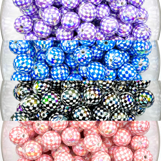 16mm acrylic checkered beads