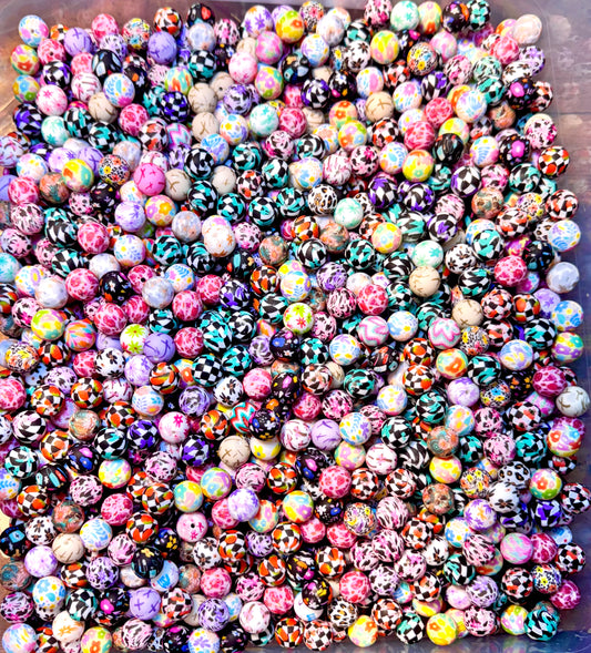 15mm printed silicone bead SCOOP (mix of 20 per scoop) all exclusive beads