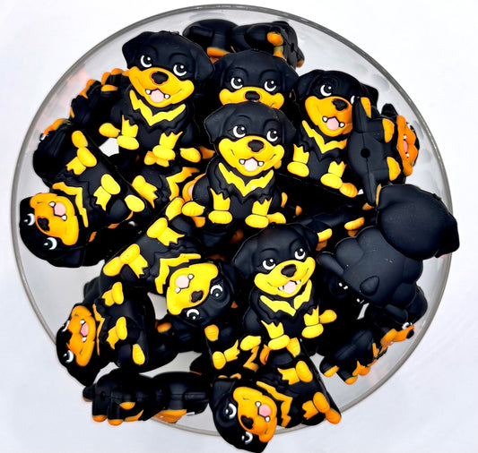 3D Rottweiler dog silicone focal bead￼