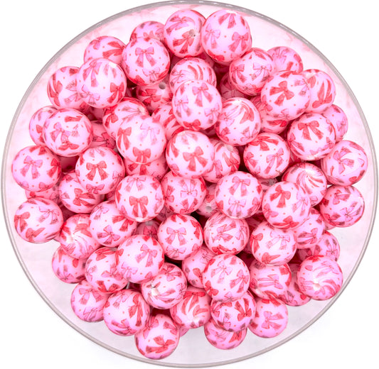 15mm pink bows silicone bead