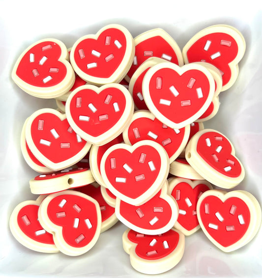 Valentines heart sugar cookie (HBK exclusive& collab) silicone focal bead