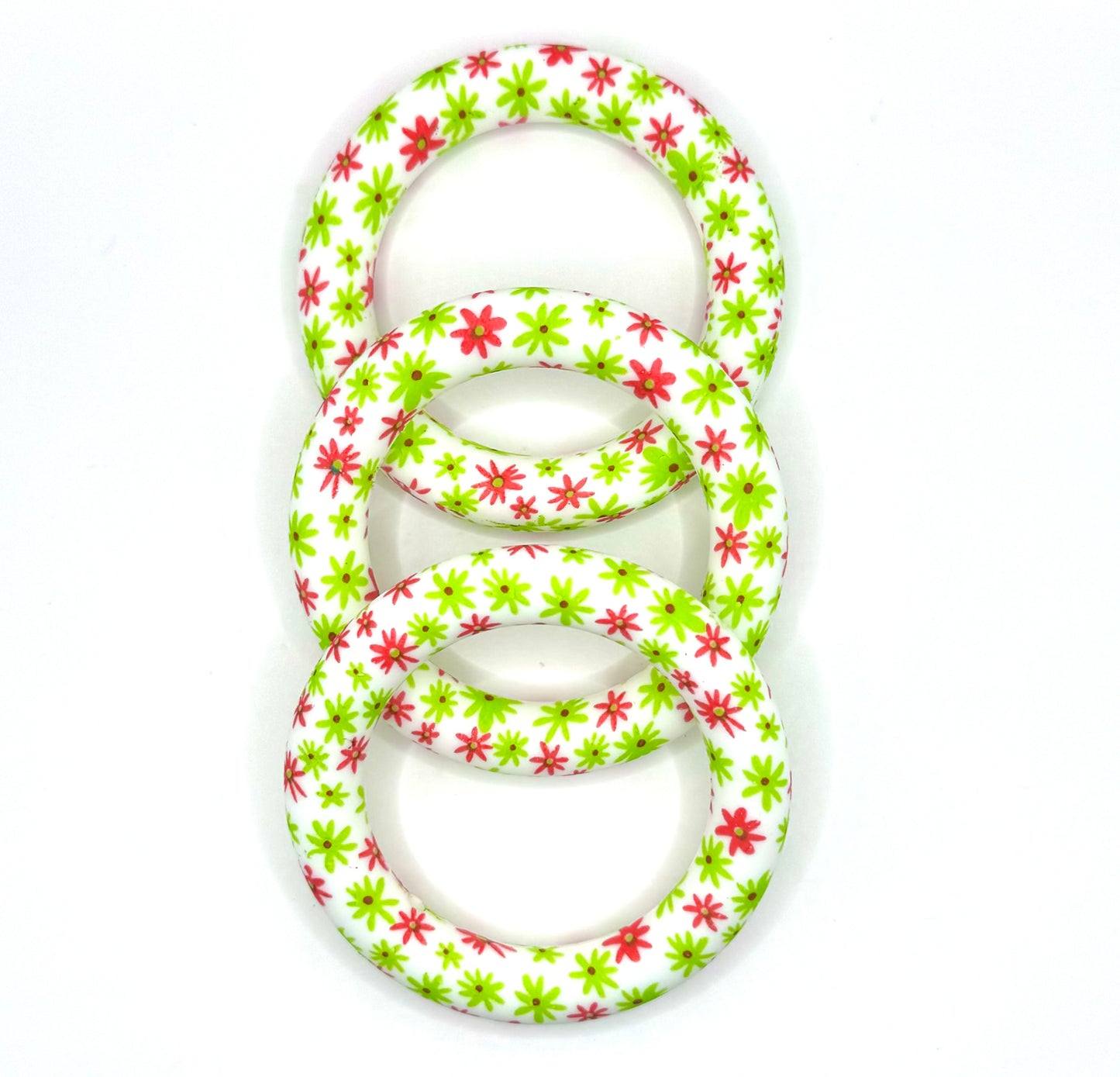 65mm red & green Christmas  daisy print (HBK exclusive) silicone ring